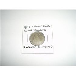 1857 Liberty Seated SILVER Quarter RARE VARIETY 1 RESUMED *PLEASE LOOK AT PICTURE TO DETERMINE GRADE
