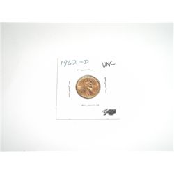 1962-D Lincoln Cent Penny *RARE UNC GRADE - NICE COIN*!!