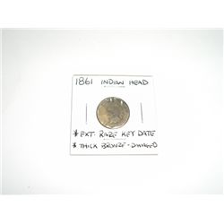1861 Indian Head Penny *EXTREMELY RARE KEY DATE -THICK BRONZE DAMAGED  - NICE COIN*!