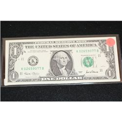 2001 US Federal Reserve Note $1; Dallas Tx Reserve