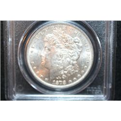 1878 Silver Morgan $1, 7/8 Tailfeathers, PCGS Graded MS62 Weak