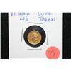 Image 1 : $1 Liberty Gold Coin "Love Token" w/Jewelry Loop