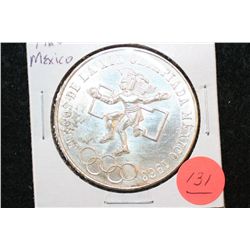 1968 Mexico Olympic 25 Pesos Foreign Coin, Ley 0.720