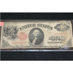 1917 United States Note $1, Red Seal, Large Washington Bill