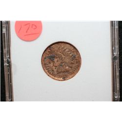 1877 Indian Head Penny, MCPCG Cleaned Fine Details