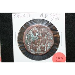565-578 AD Justin II Ancient Foreign Coin