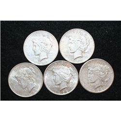 1922-D (1), 1922 (2),  1923-S & 1926-D Peace $1, lot of 5