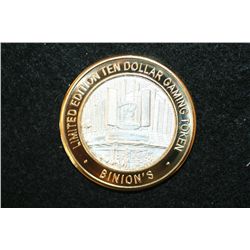 Binion's Gambling Hall & Casino Limited Edition Two-Tone $10 Gaming Token, .999 Fine