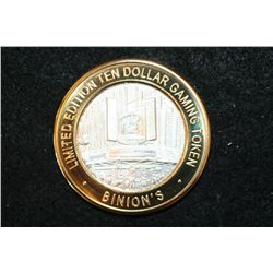 Binion's Gambling Hall & Casino Limited Edition Two-Tone $10 Gaming Token, .999 Fine