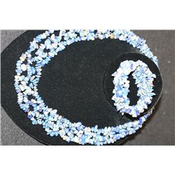 Three Strand Pure Lapis 18" Necklace W/Bracelet Fits All