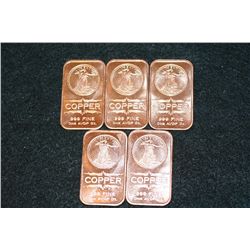 2012 Copper Ingot, .999 Fine 1 Oz., lot of 5