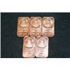 Image 1 : 2012 Copper Ingot, .999 Fine 1 Oz., lot of 5