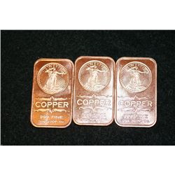 2012 Copper Ingot, .999 Fine 1 Oz., lot of 3