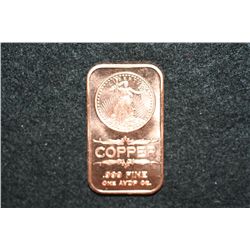 2012 Copper Ingot, .999 Fine 1 Oz.