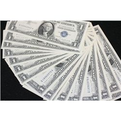 1957-A US Silver Certificate $1, Blue Seal, lot of 24