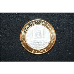 Binion's Gambling Hall & Casino Limited Edition Two-Tone $10 Gaming Token, .999 Fine