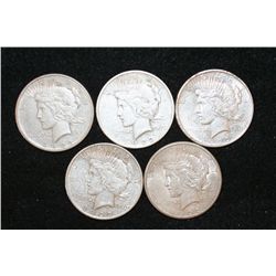 1922 (2), 1922-D (2) & 1922 Peace $1, lot of 5