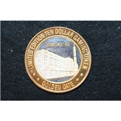 Golden Gate Hotel & Casino Limited Edition Two-Tone $10 Gaming Token, Est. 1906, .999 Fine