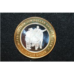 Circus Circus Limited Edition Two-Tone $10 Gaming Token, .999 Fine