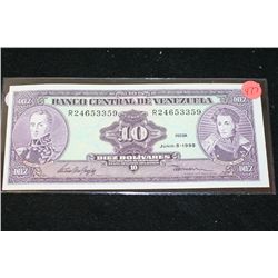 1995 Venezuela Diez Bolivares Foreign Bank Note