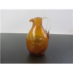 6" Vintage Crackle Glass Double Handled Pitcher