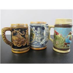 Lot Of 3 Steins - San Francisco, Dutch Scene (AS 75 on bottom), and Maine