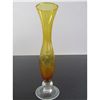 Image 1 : 8" Amber Etched Glass Vase