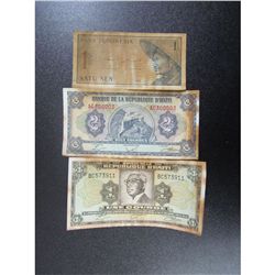 Lot of 3 Haiti and Indonesia Paper Money