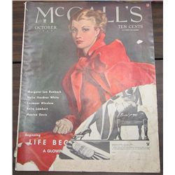 McCalls Magazine October 1934 - Margaret Lee Runbeck. Cover Partially Torn Off