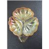 Image 1 : Pressed Glass, Peach Opalescent Leaf Pattern Candy Dish