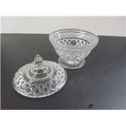Beautiful Pressed Glass Clear Candy Dish with Ornate Lid