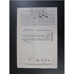 100 Shares Stock Certificate For Tobacco Products Corporation, Cancelled In 1929