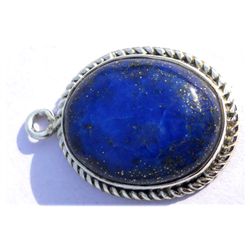 Natural 19.25 ctw Lapis Oval .925 Sterling Pendant
