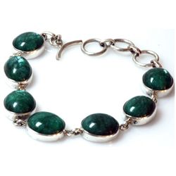 Natural 24.5ctw Emerald .925 Sterling 24.5g Bracelet