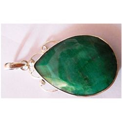 Natural Emerald Pear Cut .925 Sterling Silver Pendant