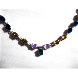 Natural 35 ctw Multi-Sapphire .925 Sterling Necklace