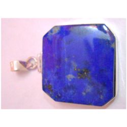 Natural Lapis Square .925 Sterling Silver Pendant
