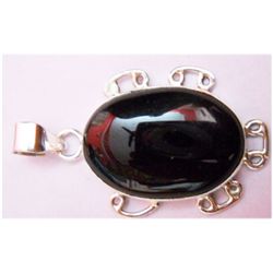 Natural 5.38g Black Onex Oval .925 Sterling Pendant