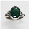Image 1 : NATURAL 4.52 GRAMS EMERALD OVAL RING .925 STERLING SILV