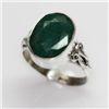 Image 1 : NATURAL 4.17 GRAMS EMERALD OVAL RING .925 STERLING SILV