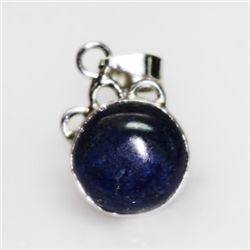 NATURAL 4.11 GRAMS LAPIS OVAL PENDANT .925 STERLING SIL