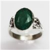 Image 1 : NATURAL 4.01 GRAMS EMERALD OVAL RING .925 STERLING SILV