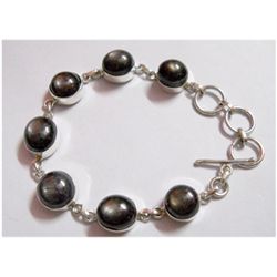 NATURAL RUBY STUD BRACELET .925 STERLING SILVER