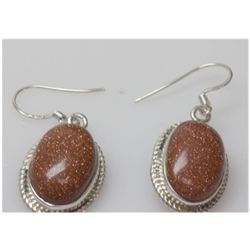 Natural 7.94 gSemi Precious Oval .925 Sterling Earrings