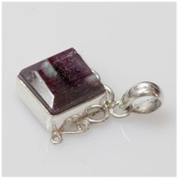 Natural 7.10 g Ruby Square .925 Sterling Silver Pendant