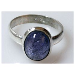 Natural 3.74 g Tanzanite Oval .925 Sterling Silver Ring