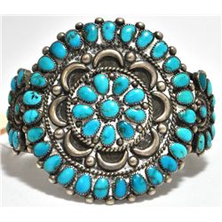 Old Pawn Turquoise Needlepoint Sterling Silver Cuff Bracelet - Nellie Rose