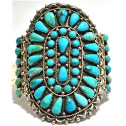 Old Pawn Turquoise Needlepoint Sterling Silver Cuff Bracelet