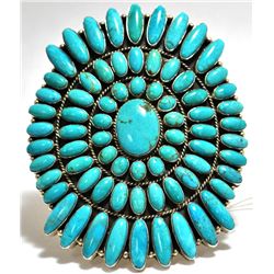 Old Pawn Turquoise Needlepoint Sterling Silver Cuff Bracelet - Leroy Jones