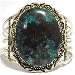 Old Pawn Sky Horse Turquoise Sterling Silver Cuff Bracelet - DE